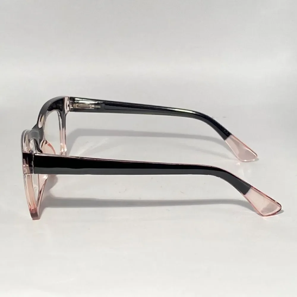1284 Gretchen Reading Glasses 1.75 Square Black Pink Frames Oversize NWT